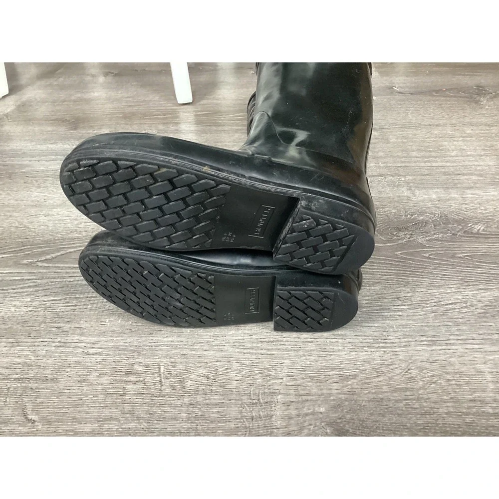 Hunter Womens Size 8 39 Regent Rigley Boot Quilted Black Band Riding Rain Boots